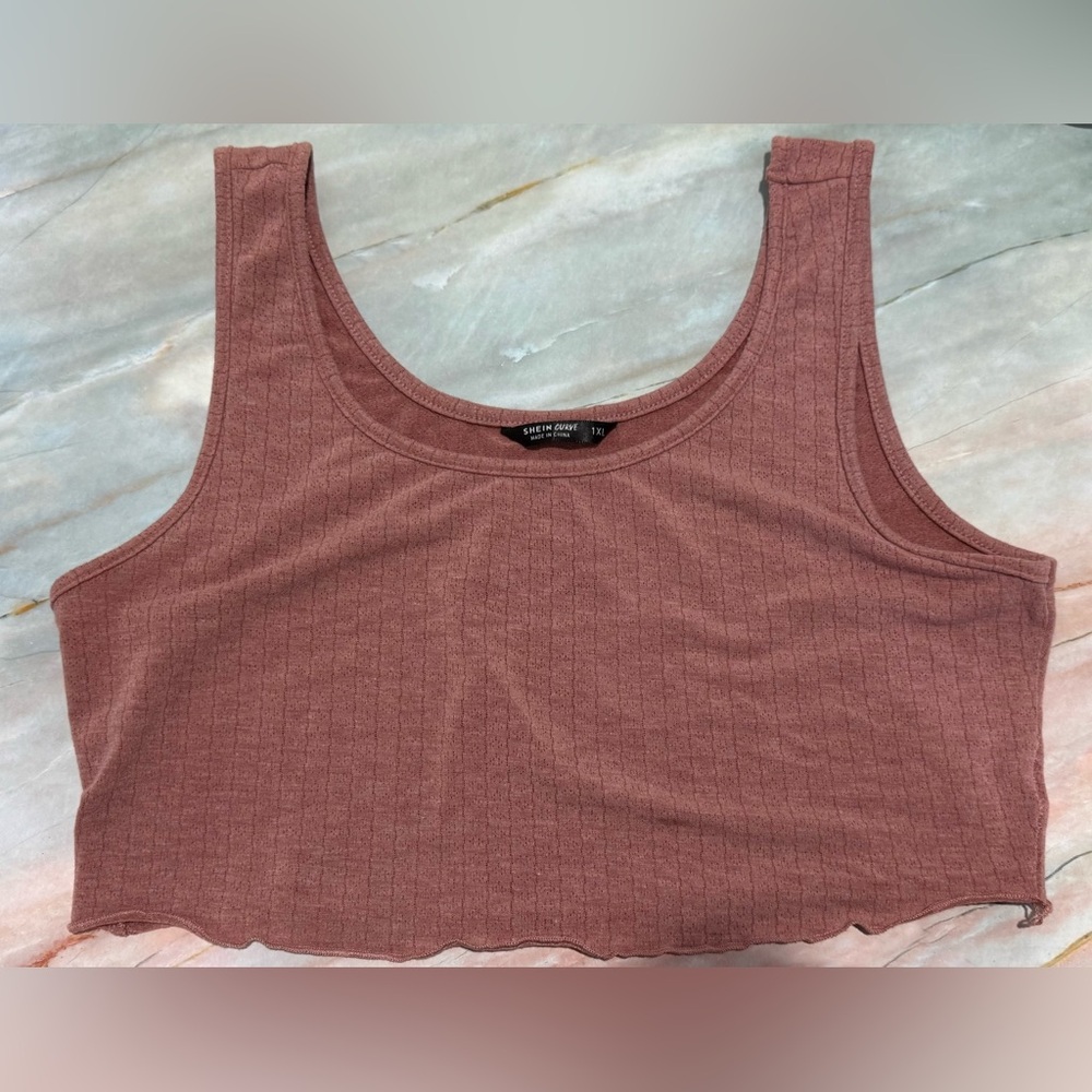 SHEIN 1x crop bra top, raw bottom hem, gently worn